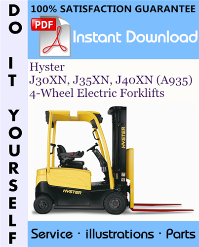 Thumbnail Hyster J30XN, J35XN, J40XN (A935) 4-Wheel Electric Forklifts Parts Manual ☆