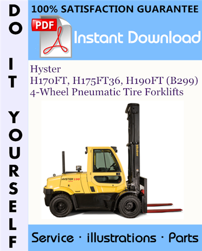 Thumbnail Hyster H170FT, H175FT36, H190FT (B299) 4-Wheel Pneumatic Tire Forklifts Parts Manual ☆