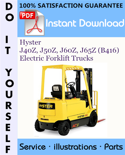 Thumbnail Hyster J40Z, J50Z, J60Z, J65Z (B416) Electric Forklift Trucks Parts Manual ☆