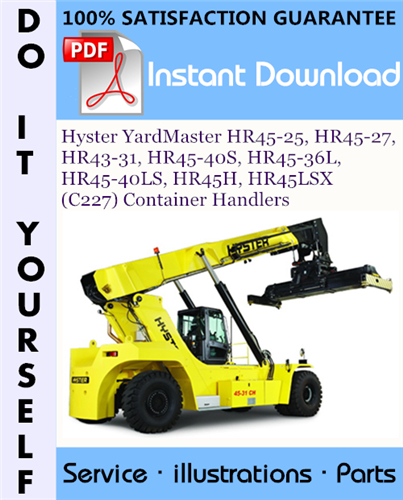 Thumbnail Hyster YardMaster HR45-25, HR45-27, HR43-31, HR45-40S, HR45-36L, HR45-40LS, HR45H, HR45LSX (C227) Container Handlers Parts Manual ☆