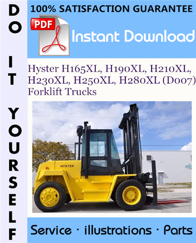 Thumbnail Hyster H165XL, H190XL, H210XL, H230XL, H250XL, H280XL (D007) Forklift Trucks Parts Manual ☆