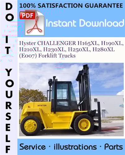 Thumbnail Hyster CHALLENGER H165XL, H190XL, H210XL, H230XL, H250XL, H280XL (E007) Forklift Trucks Parts Manual ☆