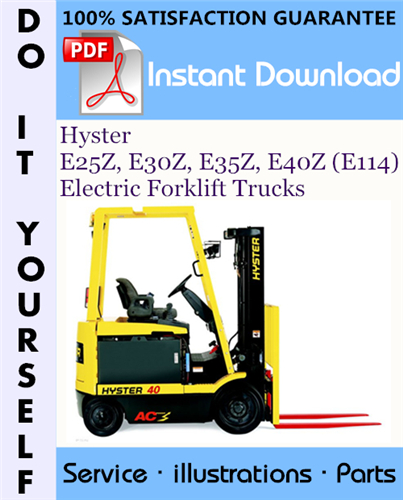 Thumbnail Hyster E25Z, E30Z, E35Z, E40Z (E114) Electric Forklift Trucks Parts Manual ☆