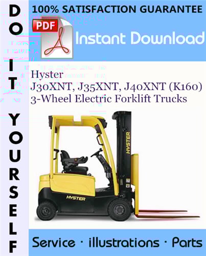 Thumbnail Hyster J30XNT, J35XNT, J40XNT (K160) 3-Wheel Electric Forklift Trucks Parts Manual ☆