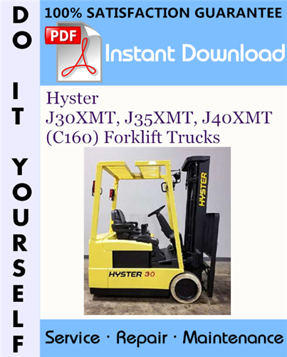 Thumbnail Hyster J30XMT, J35XMT, J40XMT (C160) Forklift Trucks Service Repair Workshop Manual ☆