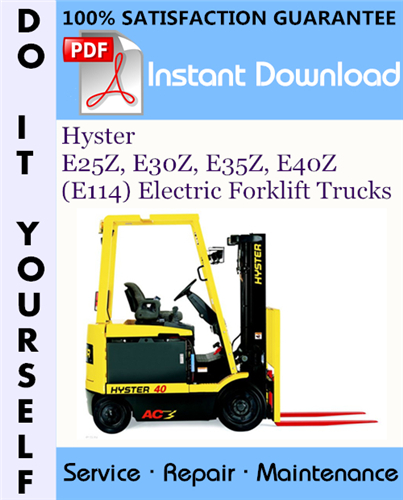 Thumbnail Hyster E25Z, E30Z, E35Z, E40Z (E114) Electric Forklift Trucks Service Repair Workshop Manual ☆