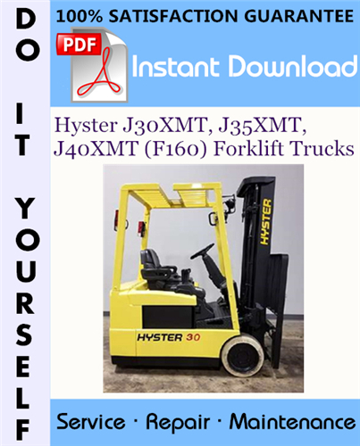 Thumbnail Hyster J30XMT, J35XMT, J40XMT (F160) Forklift Trucks Service Repair Workshop Manual ☆