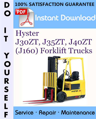 Thumbnail Hyster J30ZT, J35ZT, J40ZT (J160) Forklift Trucks Service Repair Workshop Manual ☆