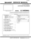 Thumbnail SHARP LC-65D64U LCD Service Manual