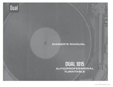 Thumbnail DUAL 1015 TURNTABLE OWNERS MANUAL Thumbnail DUAL 1015 TURNTABLE OWNERS MANUAL