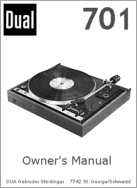 Thumbnail DUAL 701 TURNTABLE OWNERS MANUAL Thumbnail DUAL 701 TURNTABLE OWNERS MANUAL