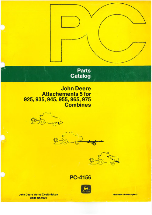 John Deere 925/935/945/955/965/975 attachments parts catalog Tradebit