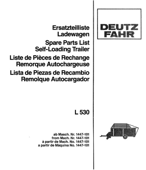 Deutz Fahr L530 Spare Parts Catalog for SelfLoading Trailer Tradebit