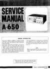 Thumbnail Teac A-650 Cassette Deck , Service Manual Thumbnail Teac A-650 Cassette Deck , Service Manual