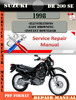 Thumbnail Suzuki DR 200 SE 1998 Digital Service Repair Manual