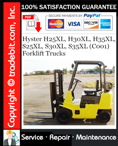 Thumbnail Hyster H25XL, H30XL, H35XL, S25XL, S30XL, S35XL (C001) Forklift Trucks Service Repair Manual Download ★