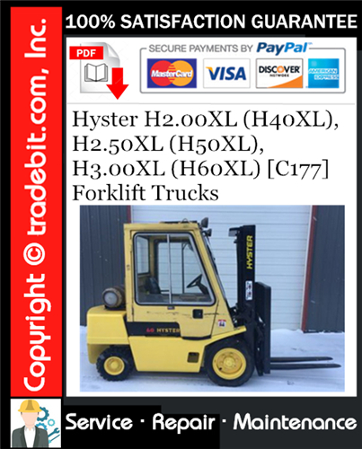 Thumbnail Hyster H2.00XL (H40XL), H2.50XL (H50XL), H3.00XL (H60XL) [C177] Forklift Trucks Service Repair Manual Download ★
