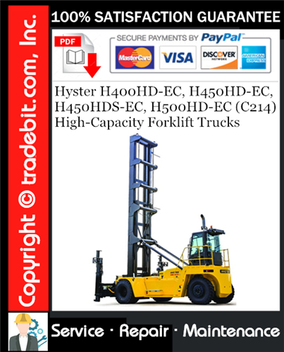 Thumbnail Hyster H400HD-EC, H450HD-EC, H450HDS-EC, H500HD-EC (C214) High-Capacity Forklift Trucks Service Repair Manual Download ★