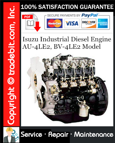 Isuzu Industrial Diesel Engine AU-4LE2, BV-4LE2 Model Service Repair Manual Download ★