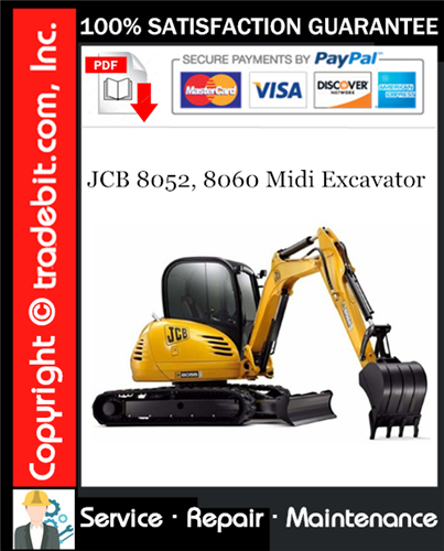 Thumbnail JCB 8052, 8060 Midi Excavator Service Repair Manual Download ★