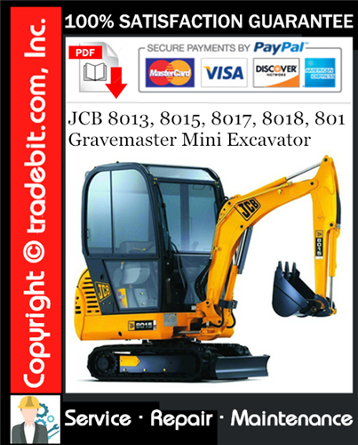 Thumbnail JCB 8013, 8015, 8017, 8018, 801 Gravemaster Mini Excavator Service Repair Manual Download ★