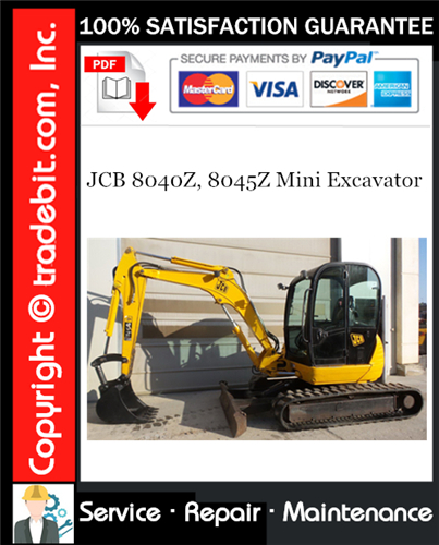 JCB 8040Z, 8045Z Mini Excavator Service Repair Manual Download ★