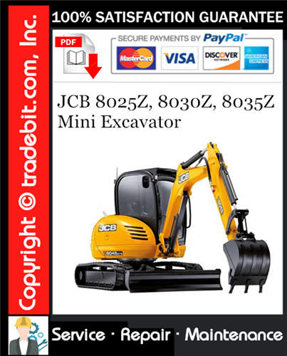 JCB 8025Z, 8030Z, 8035Z Mini Excavator Service Repair Manual Download ★