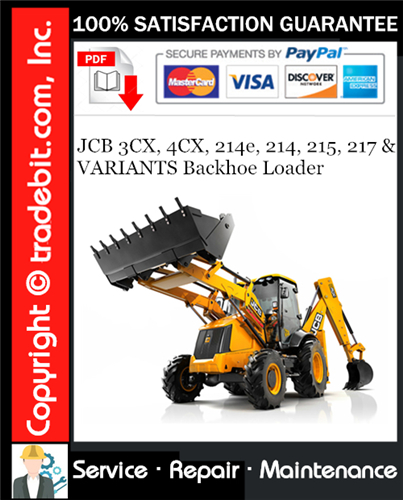 Thumbnail JCB 3CX, 4CX, 214e, 214, 215, 217 & VARIANTS Backhoe Loader Service Repair Manual Download (S/N: 3CX 4CX - 460001 to 499999, 3CX 4CX - 920001 to 930000, 214e 214 215 217 - 900001 Onwards) ★