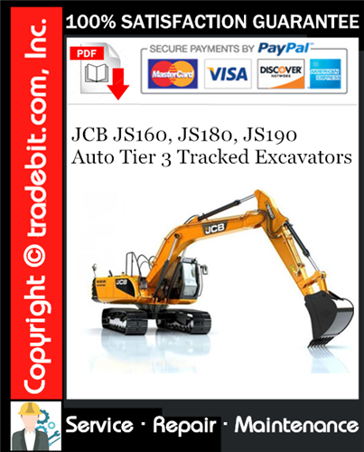 JCB JS160, JS180, JS190 Auto Tier 3 Tracked Excavators Service Repair Manual Download ★