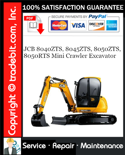 JCB 8040ZTS, 8045ZTS, 8050ZTS, 8050RTS Mini Crawler Excavator Service Repair Manual Download ★