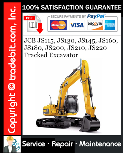 Thumbnail JCB JS115, JS130, JS145, JS160, JS180, JS200, JS210, JS220 Tracked Excavator Service Repair Manual Download ★