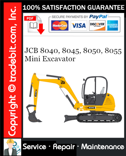 JCB 8040, 8045, 8050, 8055 Mini Excavator Service Repair Manual Download ★