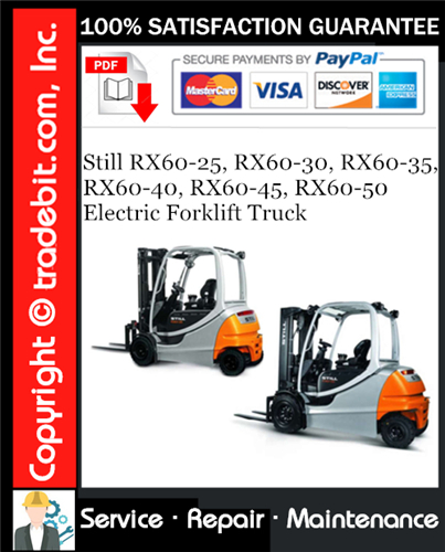 Thumbnail Still RX60-25, RX60-30, RX60-35, RX60-40, RX60-45, RX60-50 Electric Forklift Truck Service Repair Manual Download ★