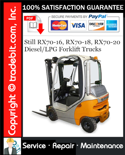 Still RX70-16, RX70-18, RX70-20 Diesel/LPG Forklift Trucks Service Repair Manual Download ★