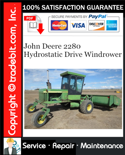 Thumbnail John Deere 2280 Hydrostatic Drive Windrower Service Repair Manual Download ★