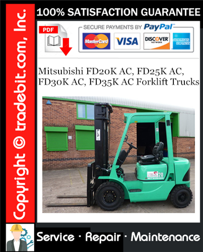 Mitsubishi FD20K AC, FD25K AC, FD30K AC, FD35K AC Forklift Trucks Service Repair Manual Download ★