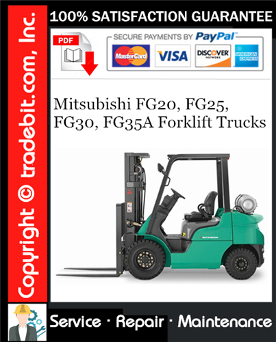 Mitsubishi FG20, FG25, FG30, FG35A Forklift Trucks Service Repair Manual Download ★