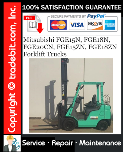 Thumbnail Mitsubishi FGE15N, FGE18N, FGE20CN, FGE15ZN, FGE18ZN Forklift Trucks Service Repair Manual Download ★