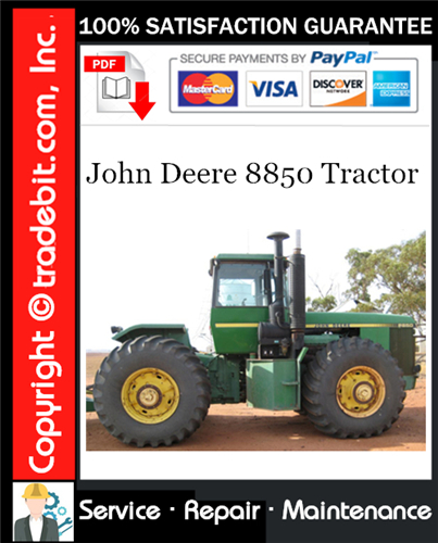 Thumbnail John Deere 8850 Tractor Service Repair Manual Download ★