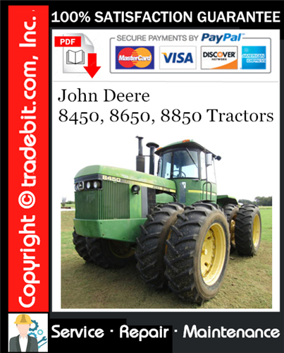 Thumbnail John Deere 8450, 8650, 8850 Tractors Service Repair Manual Download ★