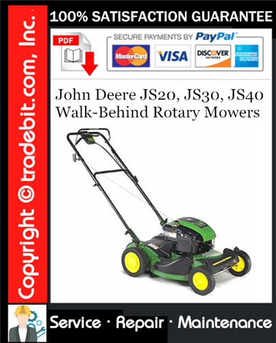 Thumbnail John Deere JS20, JS30, JS40 Walk-Behind Rotary Mowers Service Repair Manual Download ★