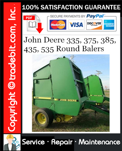 Thumbnail John Deere 335, 375, 385, 435, 535 Round Balers Service Repair Manual Download ★