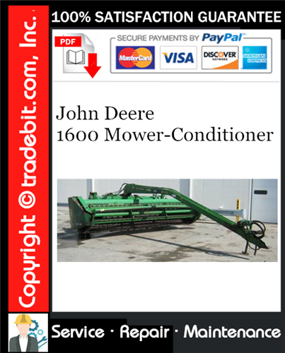 Thumbnail John Deere 1600 Mower-Conditioner Service Repair Manual Download ★