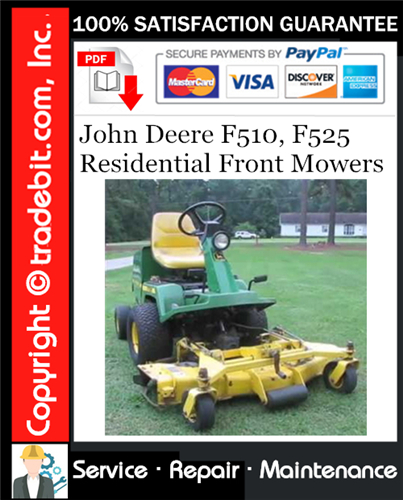 Thumbnail John Deere F510, F525 Residential Front Mowers Service Repair Manual Download ★