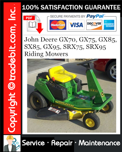 Thumbnail John Deere GX70, GX75, GX85, SX85, GX95, SRX75, SRX95 Riding Mowers Service Repair Manual Download ★