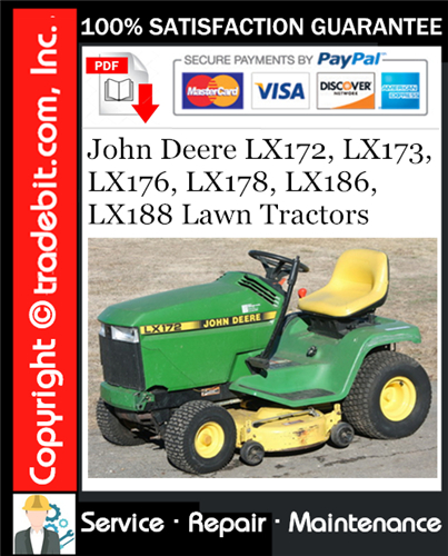 Thumbnail John Deere LX172, LX173, LX176, LX178, LX186, LX188 Lawn Tractors Service Repair Manual Download ★