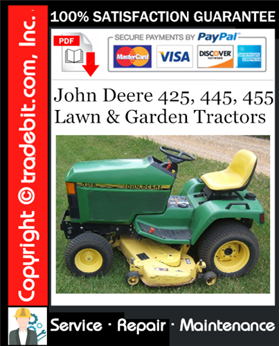 Thumbnail John Deere 425, 445, 455 Lawn & Garden Tractors Service Repair Manual Download ★