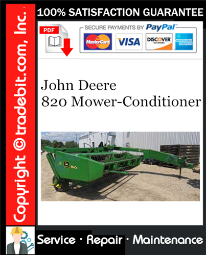 Thumbnail John Deere 820 Mower-Conditioner Service Repair Manual Download ★