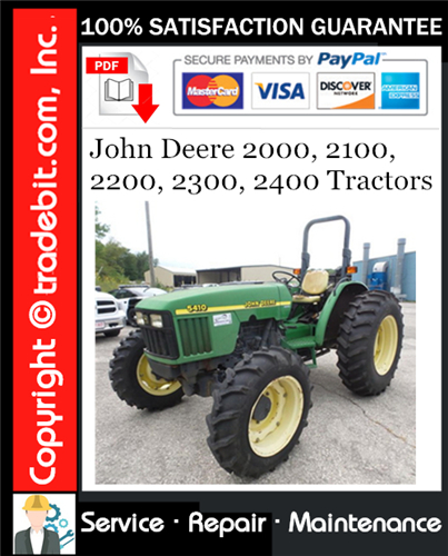 Thumbnail John Deere 2000, 2100, 2200, 2300, 2400 Tractors Service Repair Manual Download ★