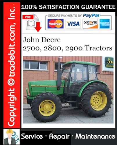 Thumbnail John Deere 2700, 2800, 2900 Tractors Service Repair Manual Download ★